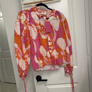 RHODE Swirl Pink and Orange Blouse